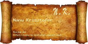 Nanu Krisztofer névjegykártya